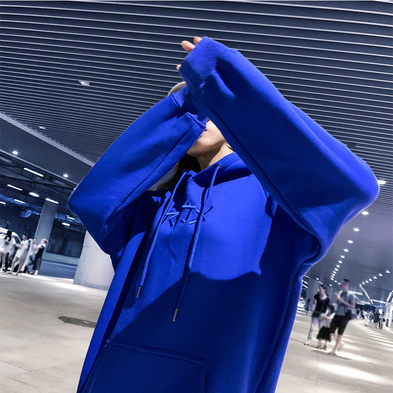 Bao blue necropolis women's clothing 2022 new autumn clothes with hat spring autumn and winter thin section Korean version loose with velvet jacket blouses