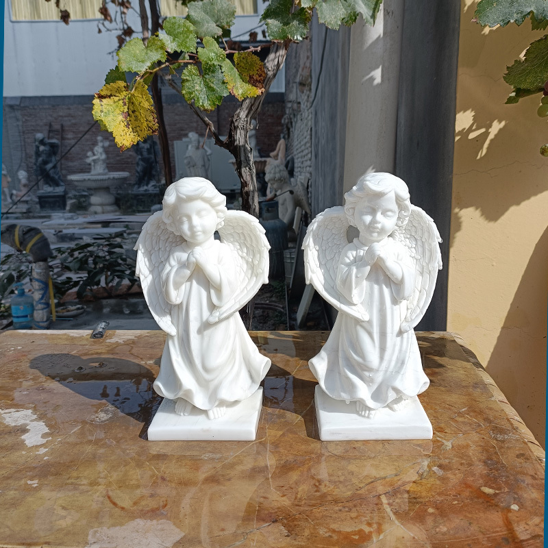 Quyang Stone Carving Natural Marble European-Style White Marble Little Angel Statue Courtyard Villa Indoor Handicraft Ornaments Quyang Stone Carving Natural Marble European-Style White Marble Little Angel Statue Courtyard Villa Indoor Handicraft Ornaments