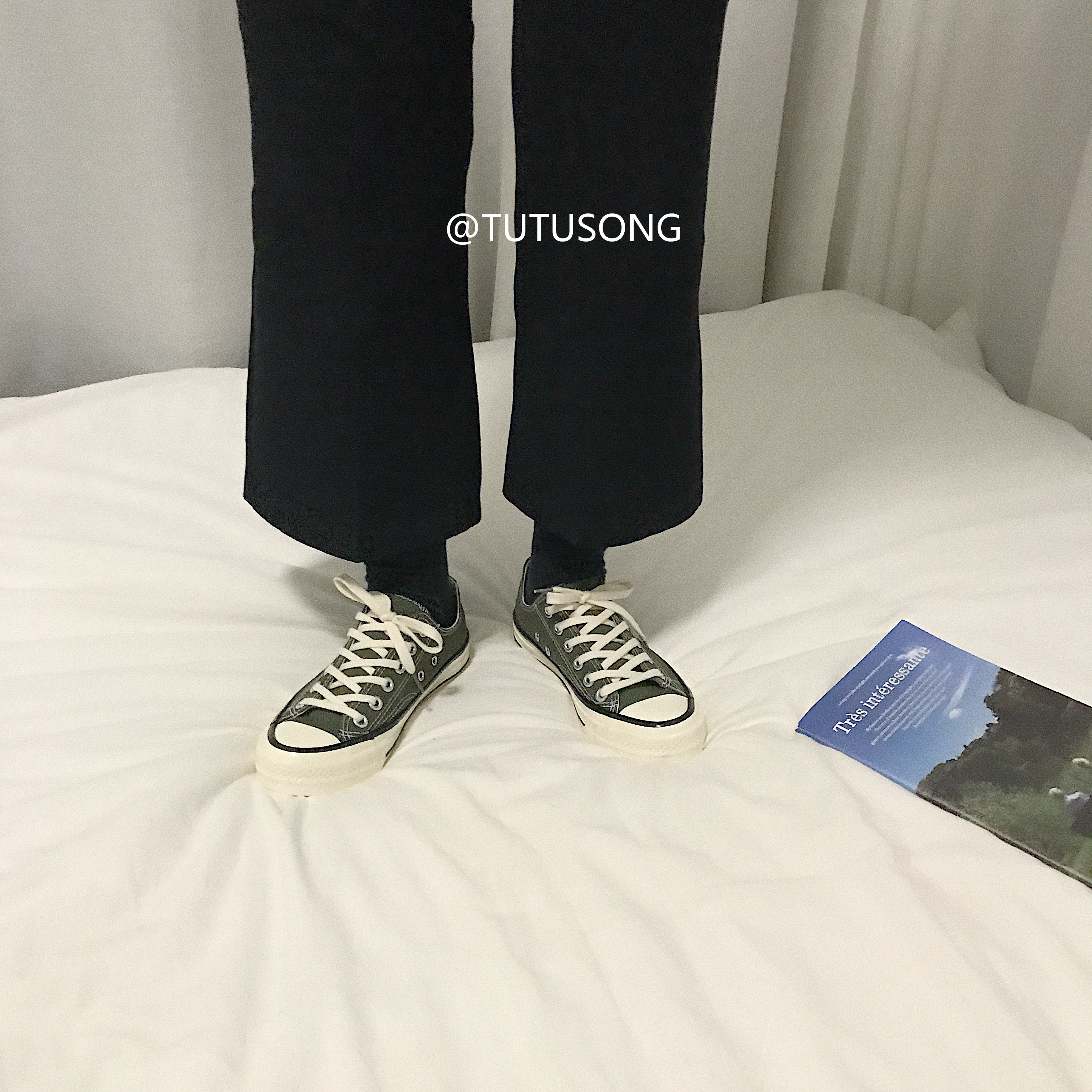 Bunny Song Wannian retro thập niên 1970 màu xanh lá cây ô liu xanh cao giày nữ đôi vợ chồng Hàn Quốc thấp giúp sinh viên giầy puma nữ
