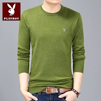 Playboy mùa xuân và mùa thu phần mỏng dài tay T-Shirt thanh niên new slim vòng cổ áo len nam áo sơ mi cơ thể thủy triều áo thun nam đẹp