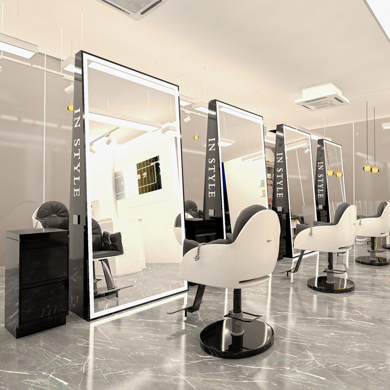 Net Red Hairdressingshop Mirror Hair Salon Special with lamp bronzed cut hair-cut-on-floor mirror Jane approximately double sided beauty hair shop mirror table