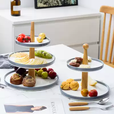 Ceramic fruit platter dessert table multi-layer cake rack dried fruit plate snack tray European candy plate