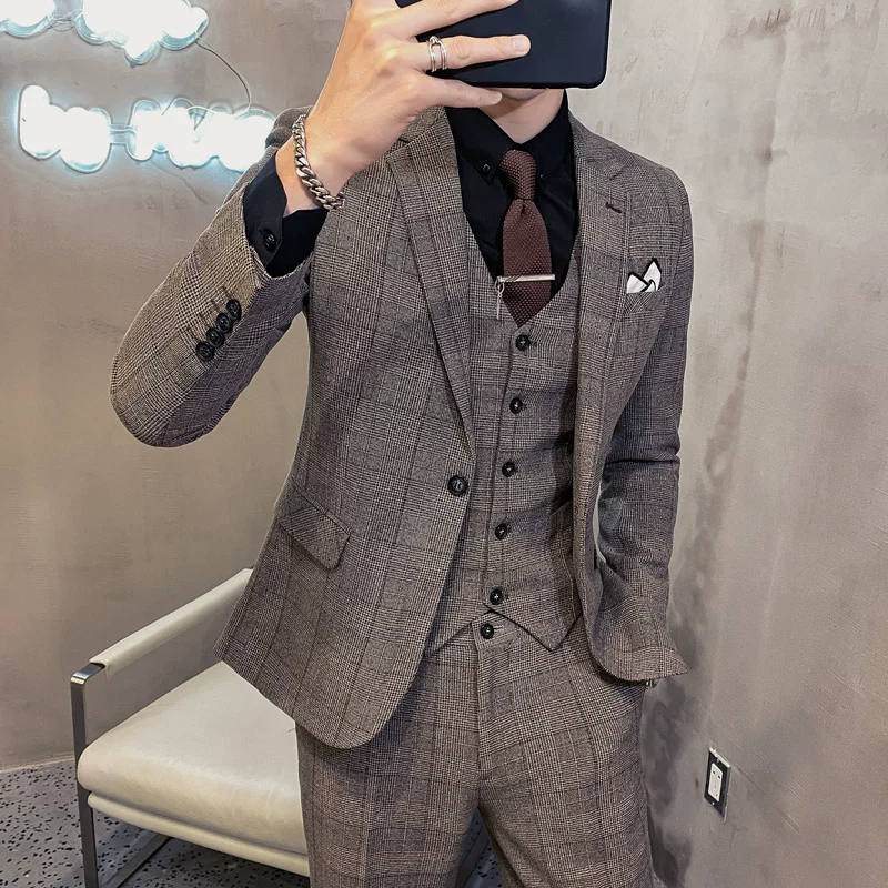 Костюм, пиджак, набор, свадебное платье, slim fit, набор из 3 предметов, британский стиль