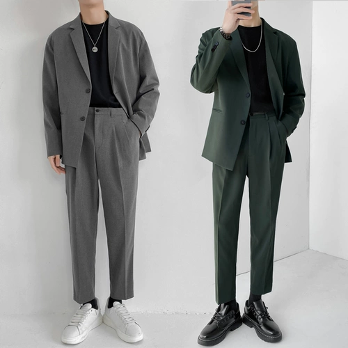 Летний тонкий комплект, пиджак классического кроя для отдыха, мужская куртка, в корейском стиле, популярно в интернете