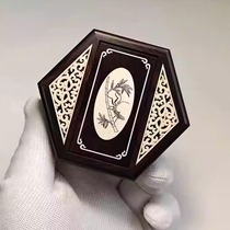 Zhang Shenglins insect box old ebony inlaid with ox bone and carved two-tone window hexagonal yellow nymph box larvae box large yellow nymph box