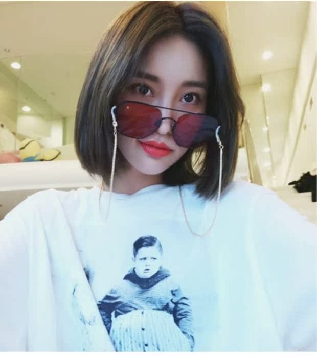 Kính râm mới 2018 nữ thủy triều Hàn Quốc retro Harajuku gió mạng đỏ cá tính UV bảo vệ chuỗi kính râm mặt tròn mắt kính shady