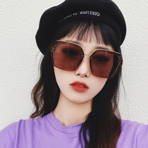 Korean version of Chao Net red glasses Black large square frame polarized sunglasses female round face long face driving anti ultraviolet sun glasses
