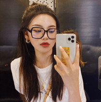 ins Net red ancient large black frame myopia glasses frame anti-blue light anti-radiation big face thin plain face thin plain face mirror tide