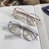 Myopia glasses female with degree can be equipped with transparent round face big frame men flat light Korean version of Chao Net red plain face thin