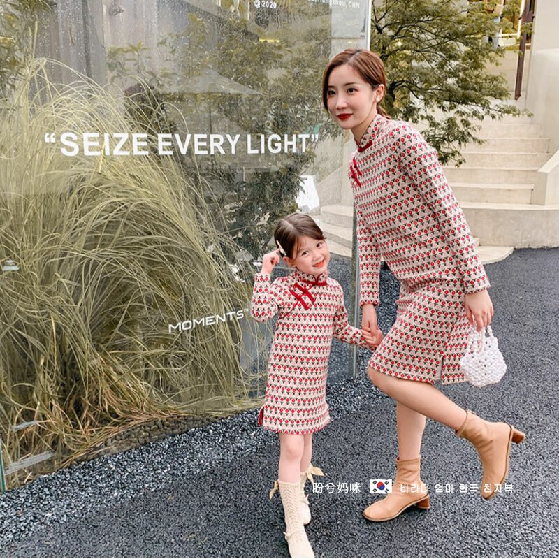 Korea's pro-daughter dress female dress foreign flag gown dress spring little girl Chinese wind fashion long sleeve foreign dress