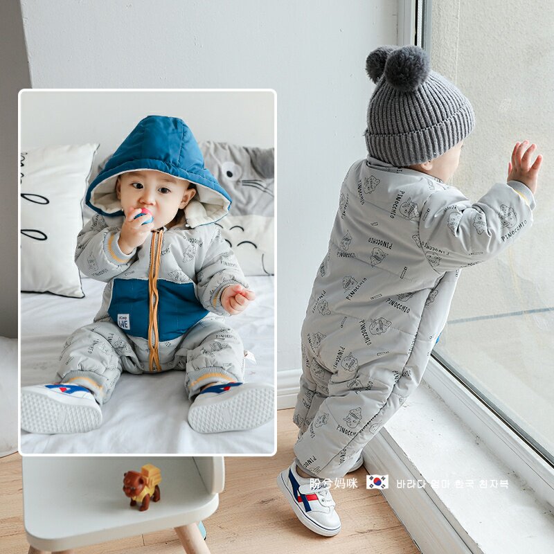 South Korea's newborn baby clothes autumn winter thickened hajama dress for men and women in winter clothing