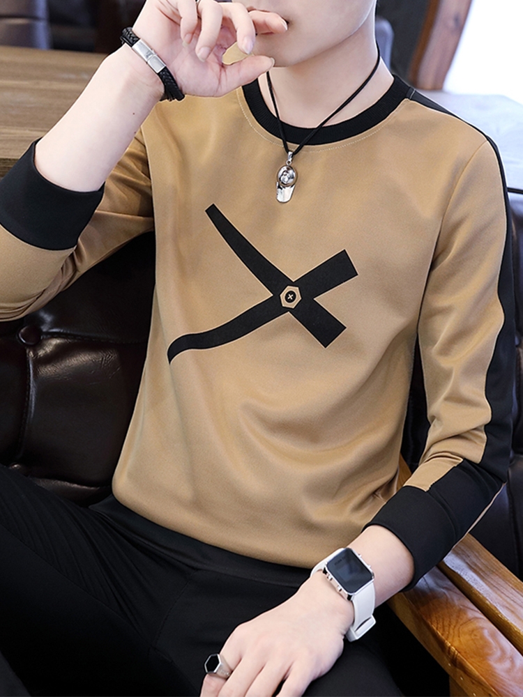 Spring and autumn season men long sleeves T-shirt round collar thin section clothes 2022 new youth handsome gas sleeve head casual blouse men's clothing