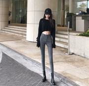 GAGAI 2018 mùa đông mới của phụ nữ cộng với nhung dày ấm áp cao co giãn mỏng chân skinny quần bút chì