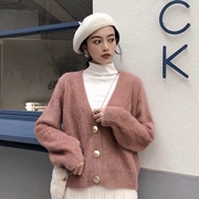 Áo len cổ lọ cổ chữ V GAGAI 2018 Hàn Quốc áo len cổ lọ đơn giản kiểu dáng đơn giản
