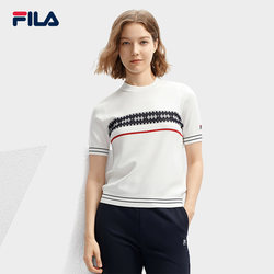 FILA 斐乐官方女子针织短袖2024春新款时尚简约基础圆领休闲上衣