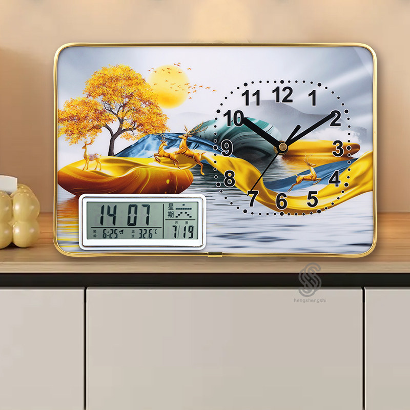 Creative and Simple Desktop Clock, Office Decoration, Perpetual Calendar, Bedroom and Living Room Table Clock, Silent Home Desktop Clock