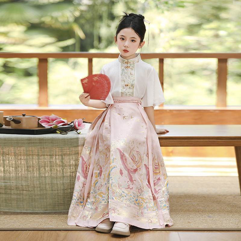 Girls' Mamian Skirt Summer 2026 New Style New Chinese Hanfu Set Ancient Style Super Fairy Children's National Style Big Kids Tang Suit