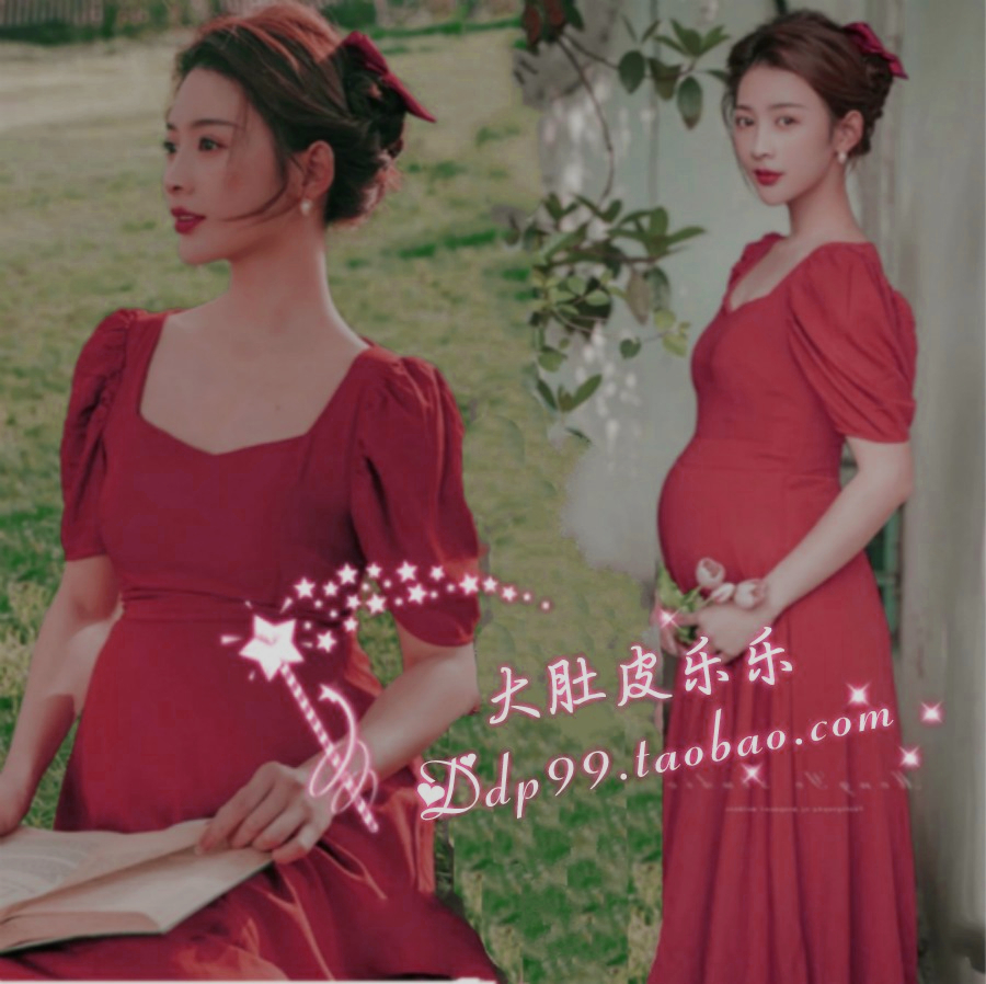 890 new pregnant women photographed dress code style retro Hepburn dress nepotism Pregnancy Gestation dress for rent