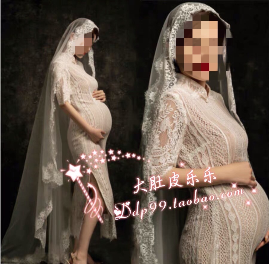 870 new pregnant women photographed retro and old Shanghai Republic of China Wind and painting Lace Qipao Photo Gallery to Write a True Theme Apparel