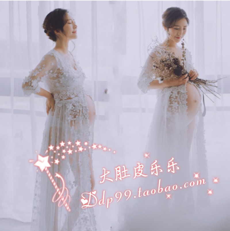 457 Pregnant Woman Photos of Genuine Photography Clothing Rental Photos of Photographic Photography Han Edition Lace Flowers Cardison Dress