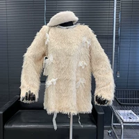 Демисезонный модный кружевной лонгслив с бантиком, с рукавом, круглый воротник