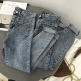 Летние синие модные джинсы, штаны, карандаш, свободный прямой крой, новая коллекция, облегающий крой