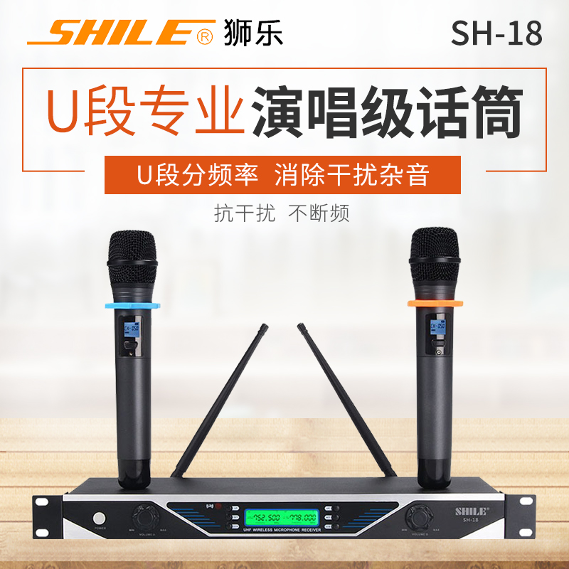 Lion music SH18 U segment wireless microphone one for two professional KTV conference stage performance Home K song microphone