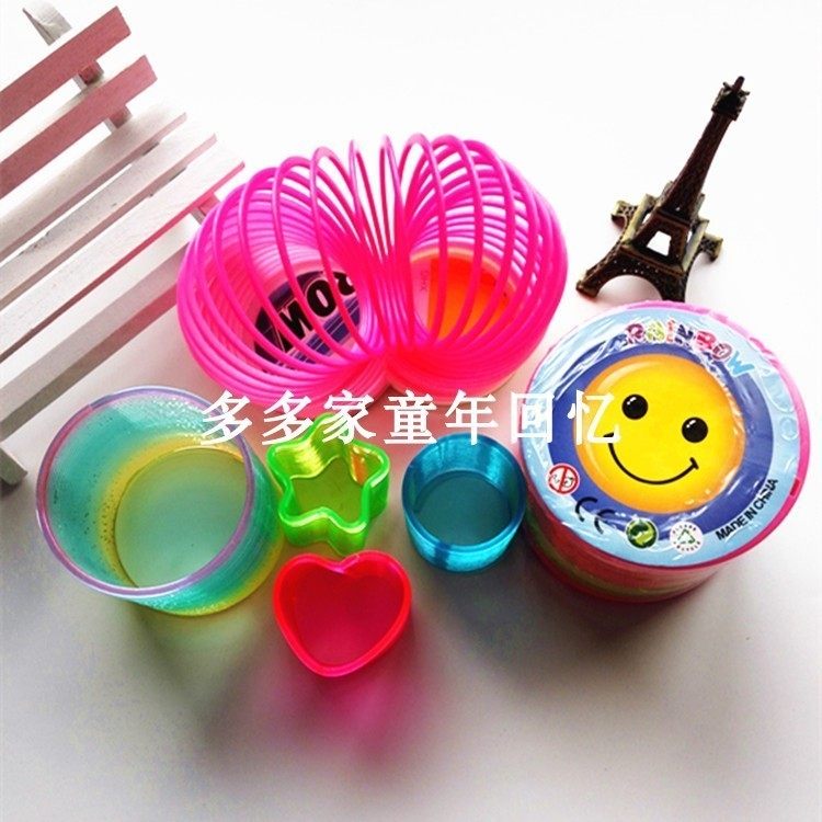 Classic Nostalgia Puzzle Children Toy Rainbow Circle Small Number Plastic Spring Circle Elastic Circle Kindergarten Gift Prizes