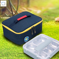 Flat rectangular lunch box tote bag thickened insulation large large capacity waterproof and oil-proof hand-carried bento bag with rice