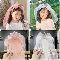 Girls birthday veil Hair band Crown veil Childrens Princess yarn New Year photo props net red pregnant women photos