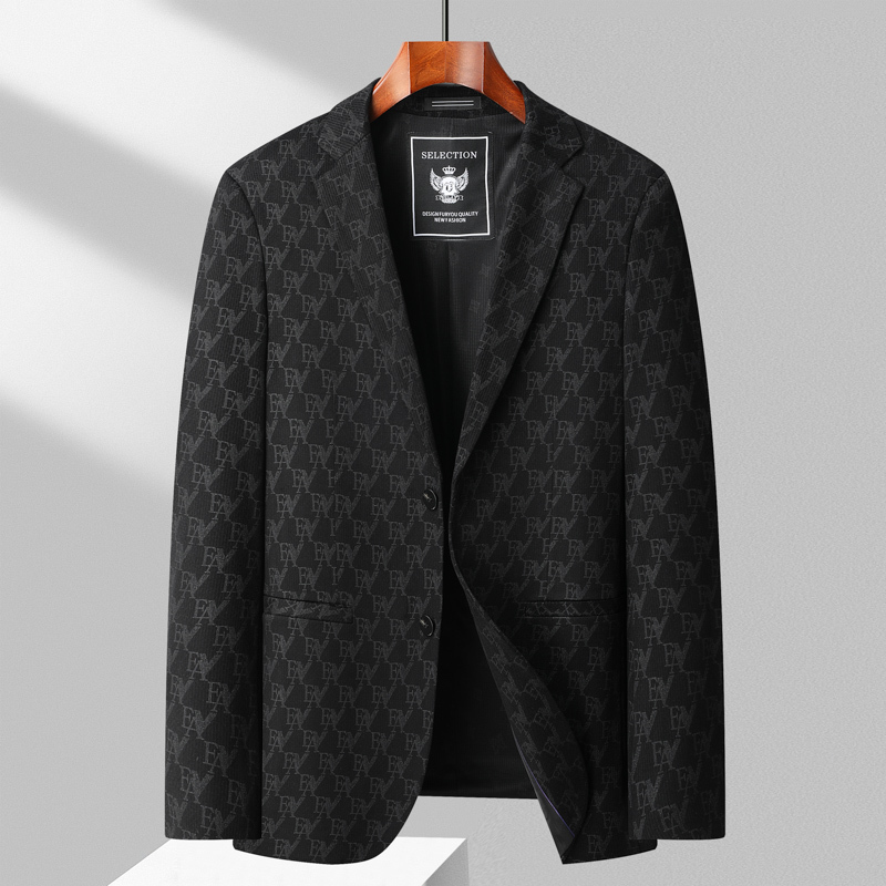 High-Quality Men's Non-Iron Suits for Young and Middle-Aged Men, Fashionable Jacquard Anti-Wrinkle Flannel Casual Suits, Men's down Jackets