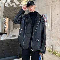 Spring and autumn motorcycle clothes leather mens trendy Korean loose youth bomber jacket trend mens jacket students handsome