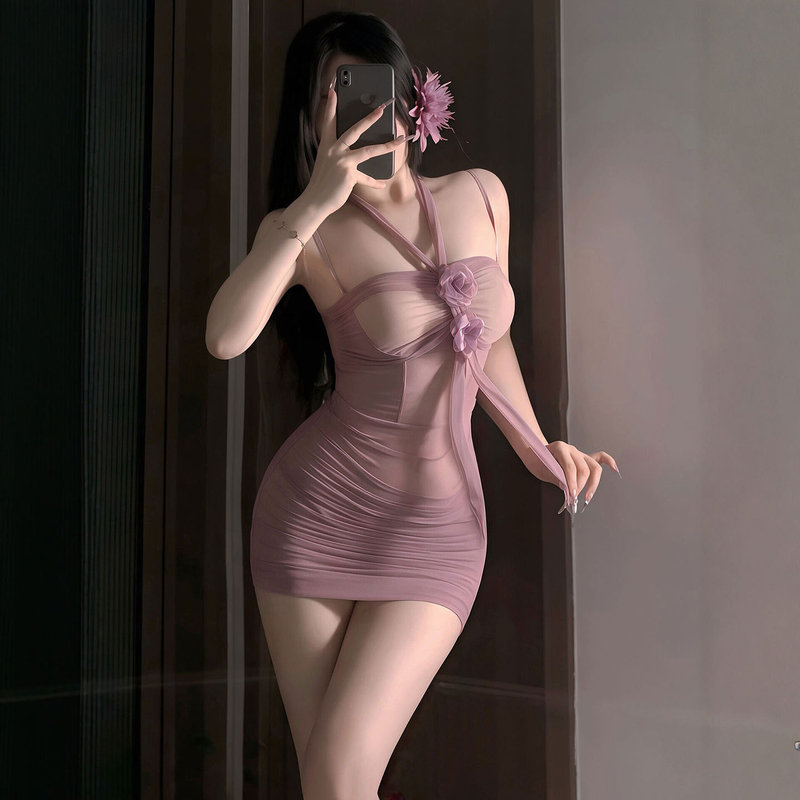 Sexy Lingerie, Erotic, Abstinence Style, Qqny, Sexy, Pure Desire, See-Through Tube Top, Hip-Hugging Skirt, Qq Clothing, Couple's Fun Set
