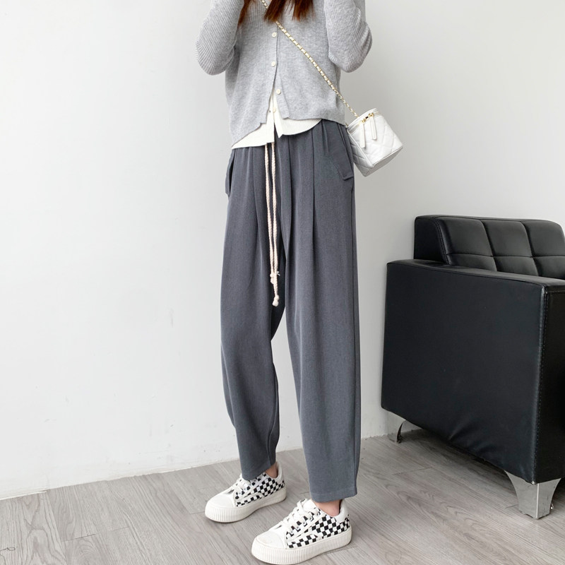 Romanian Rapper Pants Woman Spring New Loose big size Fat mm Fried Street Display Slim Straight Drum Grey Broadleg 200 Catty Kharen Pants