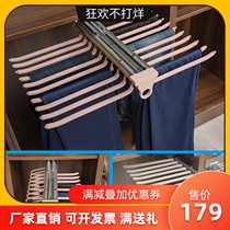  Top-mounted double-row pants rack Wardrobe push-pull trousers rack telescopic pants hanging pull-out cloakroom storage hardware accessories