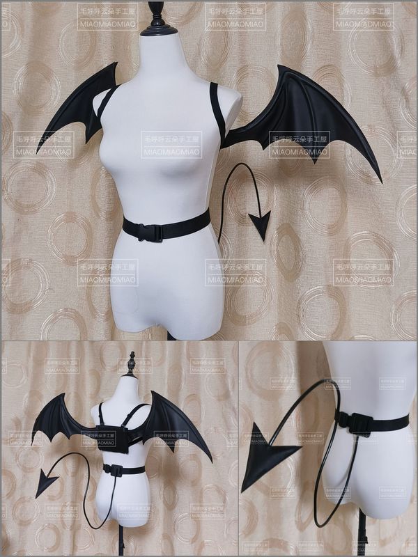 Leather Devil Tail, Large Devil Wings, Cosplay Props, Vampire Halloween 【Boned Version】