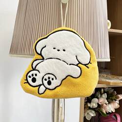 Sleeping Puppy Hand Towel, Hanging Type, Super Absorbent, Thickened Towel, Handkerchief for Home, Kitchen, Bathroom