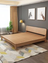 Lins wood Nordic solid wood bed 1 8 meters double bed Master bedroom Modern and simple 1 5 meters 1 2m Economic small family