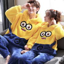 Autumn and winter couples pajamas coral velvet women padded velvet warm cartoon winter flannel men home clothing set