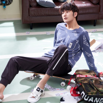 Spring and autumn pajamas mens long sleeves cotton cartoon teenagers high school students cotton sports outfits