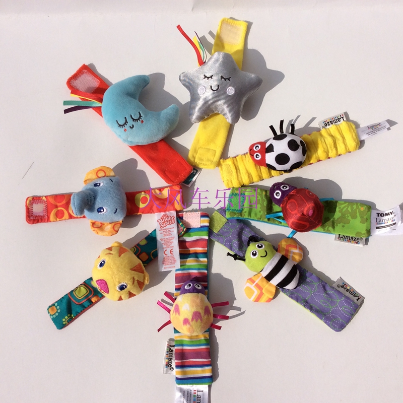 Cute animal styling baby wrist rocking bell toy plush paparazzi protective wrist baby soothing puzzle toy