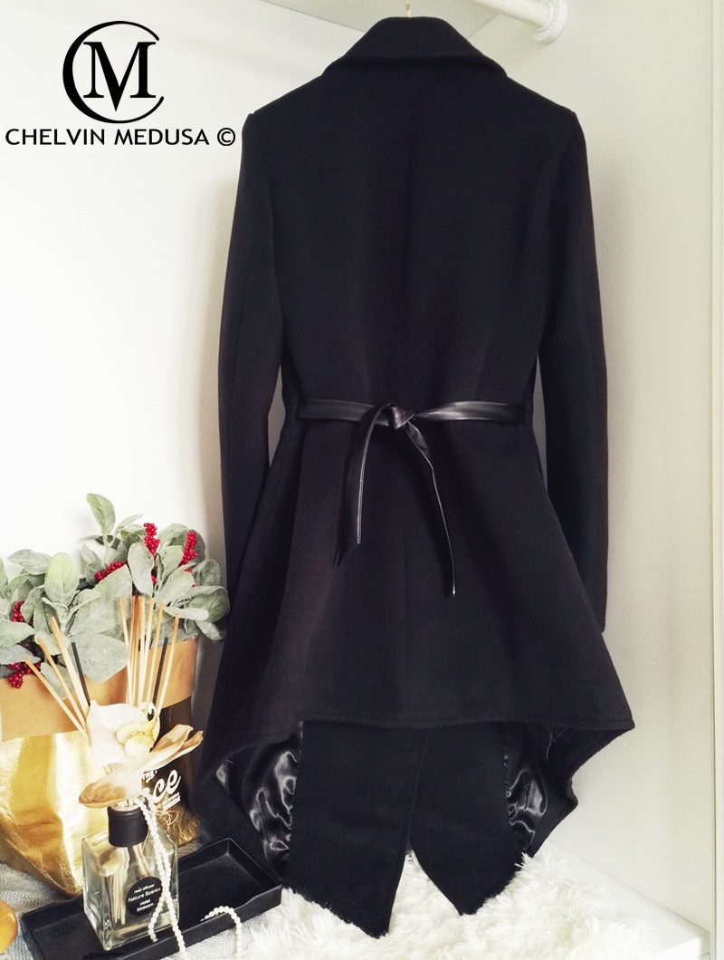 Mùa thu và mùa đông mới phổ biến cao cấp màu đen eo thon retro dày áo len dày áo len nữ dài áo măng tô burberry nữ