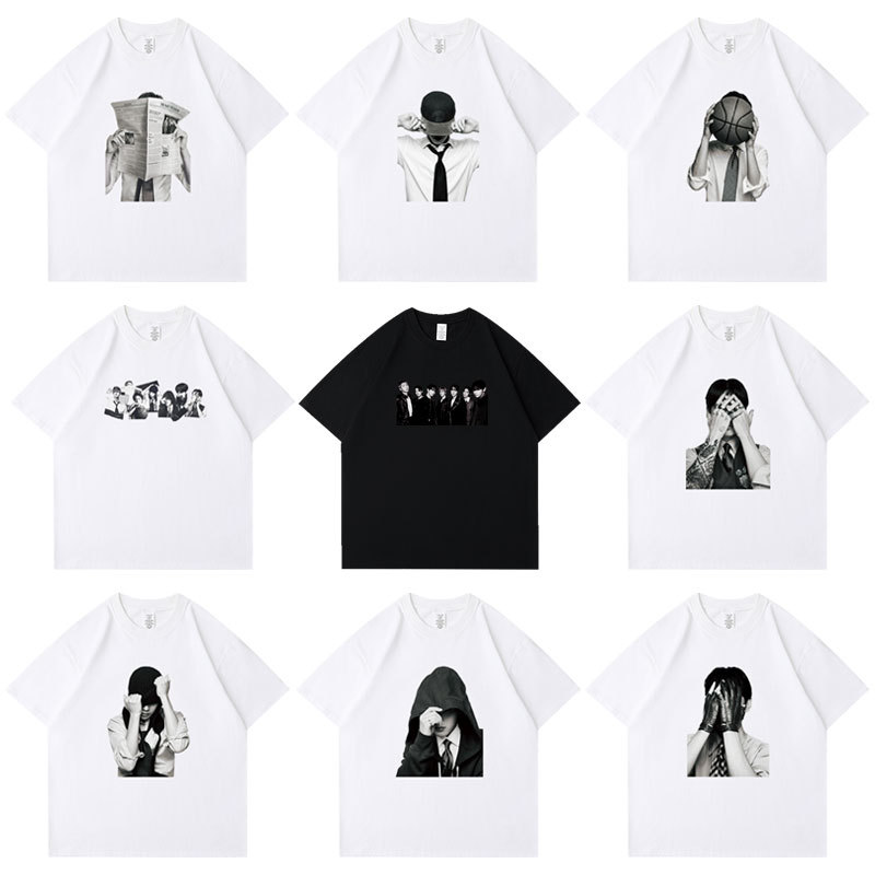 Bts Concert Pop-Up Merchandise Kim Taehyung, Nam Jin, Seokjin, Jung Hyosung, Jung Kook Same Style Short-Sleeve T-Shirt Pure Cotton
