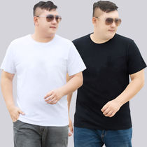 Solid color T-shirt plus fat fat fat man round neck mens short sleeve foreign trade cut tail single clearance slip original list