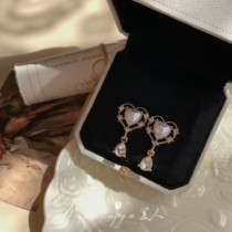 Eros retro court style ins gentle and exquisite elegant love zircon water drop earrings ear clip
