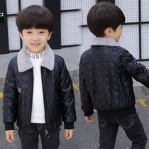 7 boys plus velvet thickening leather jacket Children Baby 4 for five 6 eight 9 year-old little boy jacket handsome tide