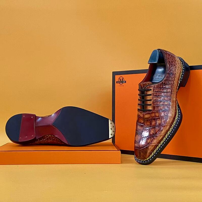 High-End Crocodile Leather Handmade Goodyear Formal British-Style Oxford Norwegian-Stitched Men's Leather Shoes High-End Crocodile Leather Handmade Goodyear Formal British-Style Oxford Norwegian-Stitched Men's Leather Shoes