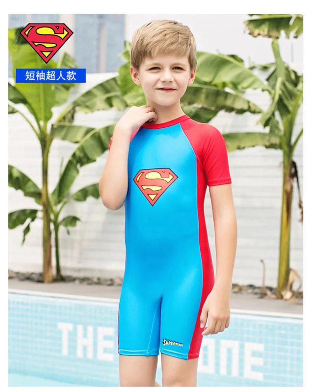 Áo tắm trẻ em một mảnh của bé trai áo dài tay chống nắng trẻ em lớn siêu nhân quần bơi bé mới bơi