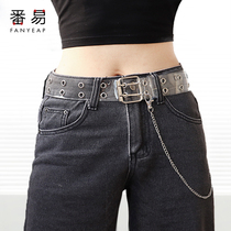 Gold coin exchange full transparent belt female love round buckle ins Wind skirt decoration porous pvc plastic skin bandwidth