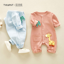 Male and female newborn baby jumpsuits newborn baby cartoon cute clothes 0-12 months ha clothes climbing clothes spring and autumn clothes